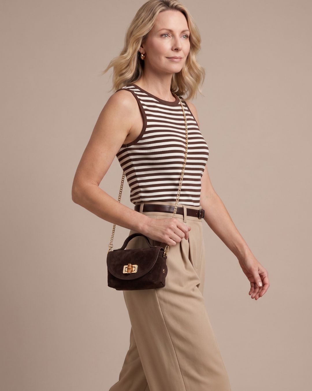 Bamboo Twist Clasp - Dark Chocolate Suede
