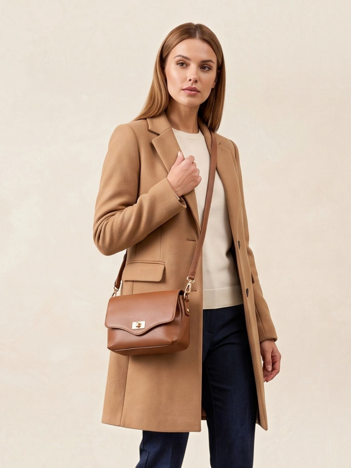 Twist Clasp - Tan Midi
