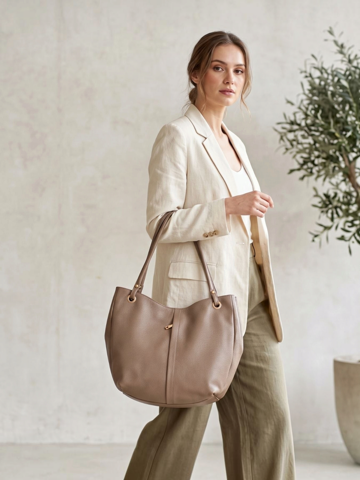 Curved Soft Tote - Mink