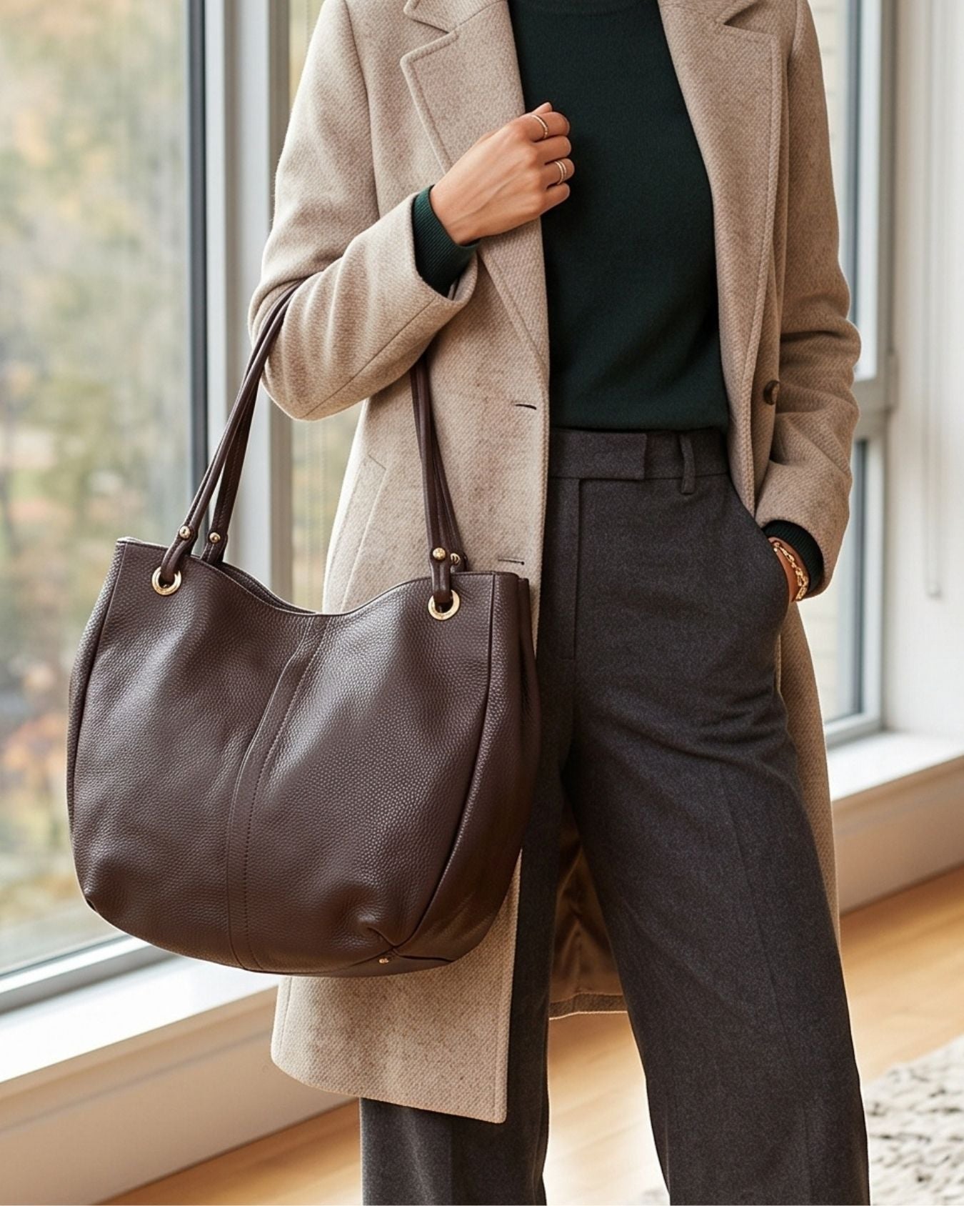 Curved Soft Tote - Chocolate