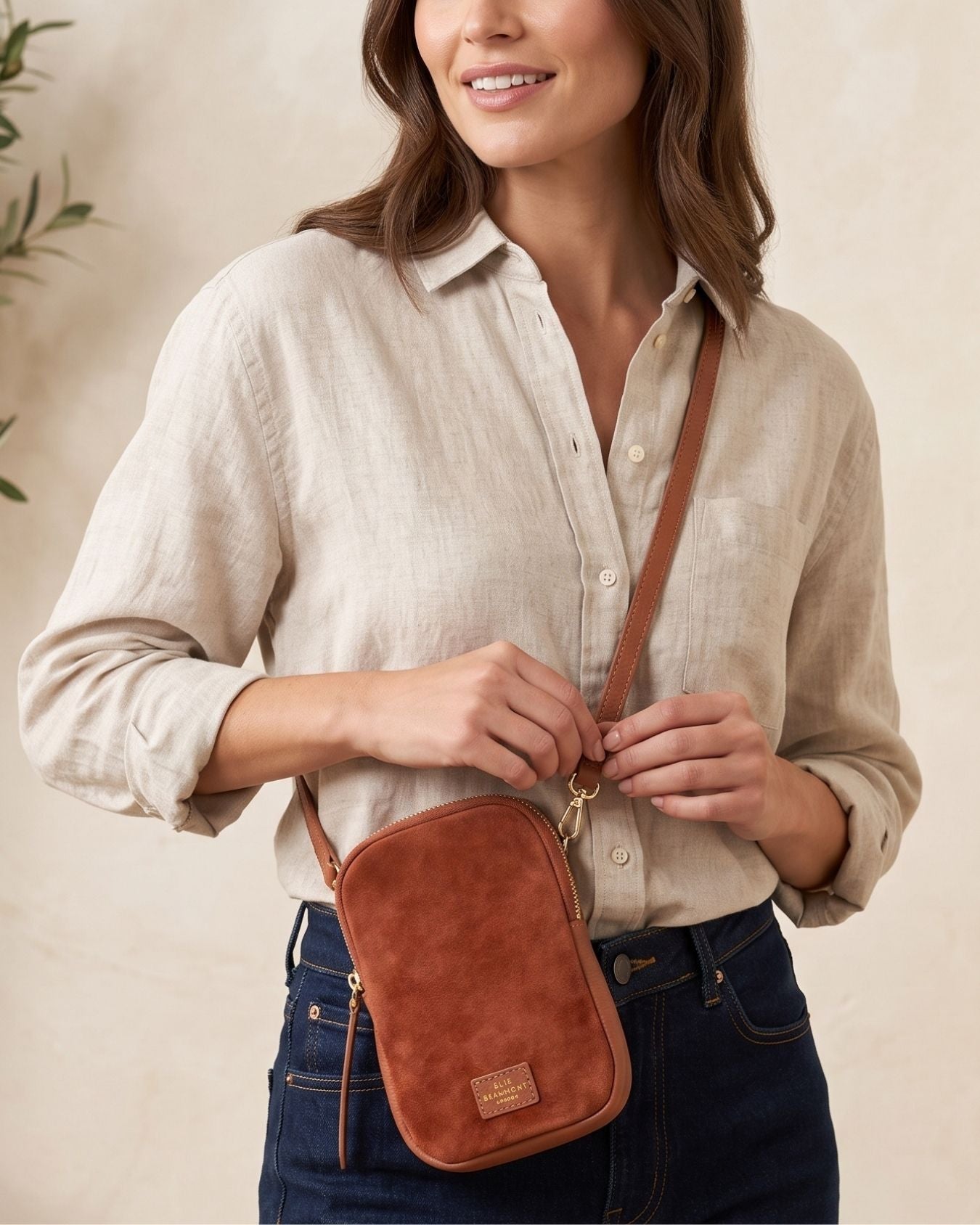 Phone Bag - Tan Suede