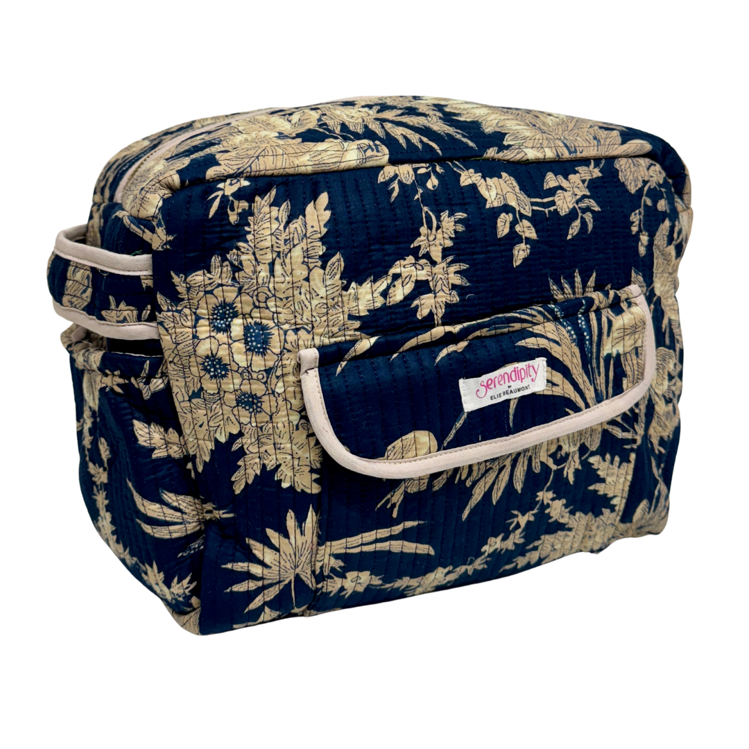 Serendipity Cotton Ultimate Cosmetic Bag - Midnight Blossom