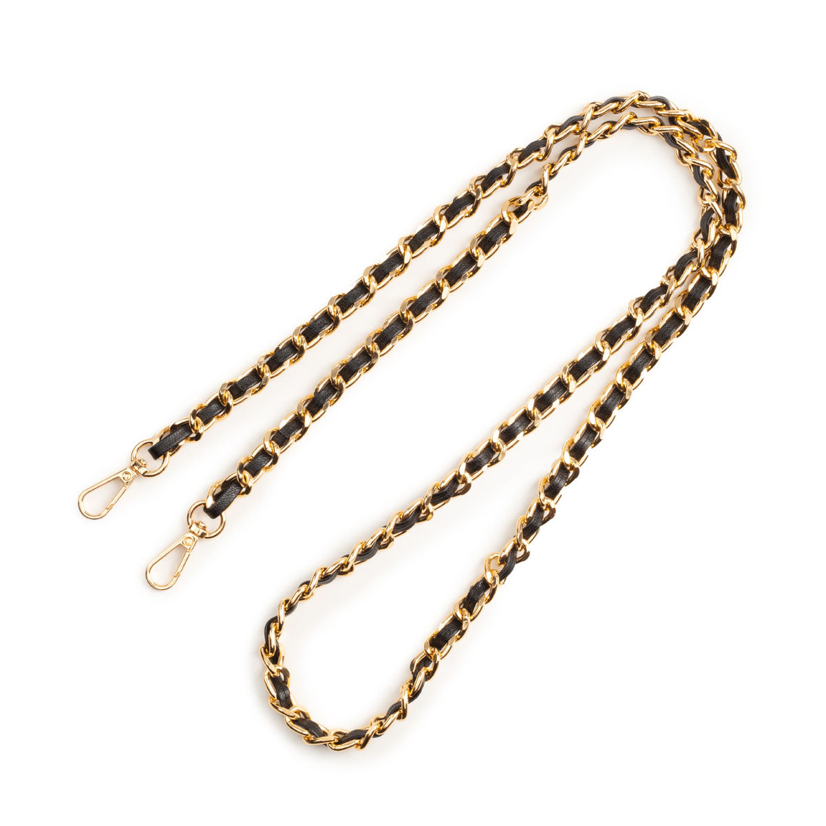 Image of the flat laid Black Chain Lanyard Strap for Women by Elie Beaumont