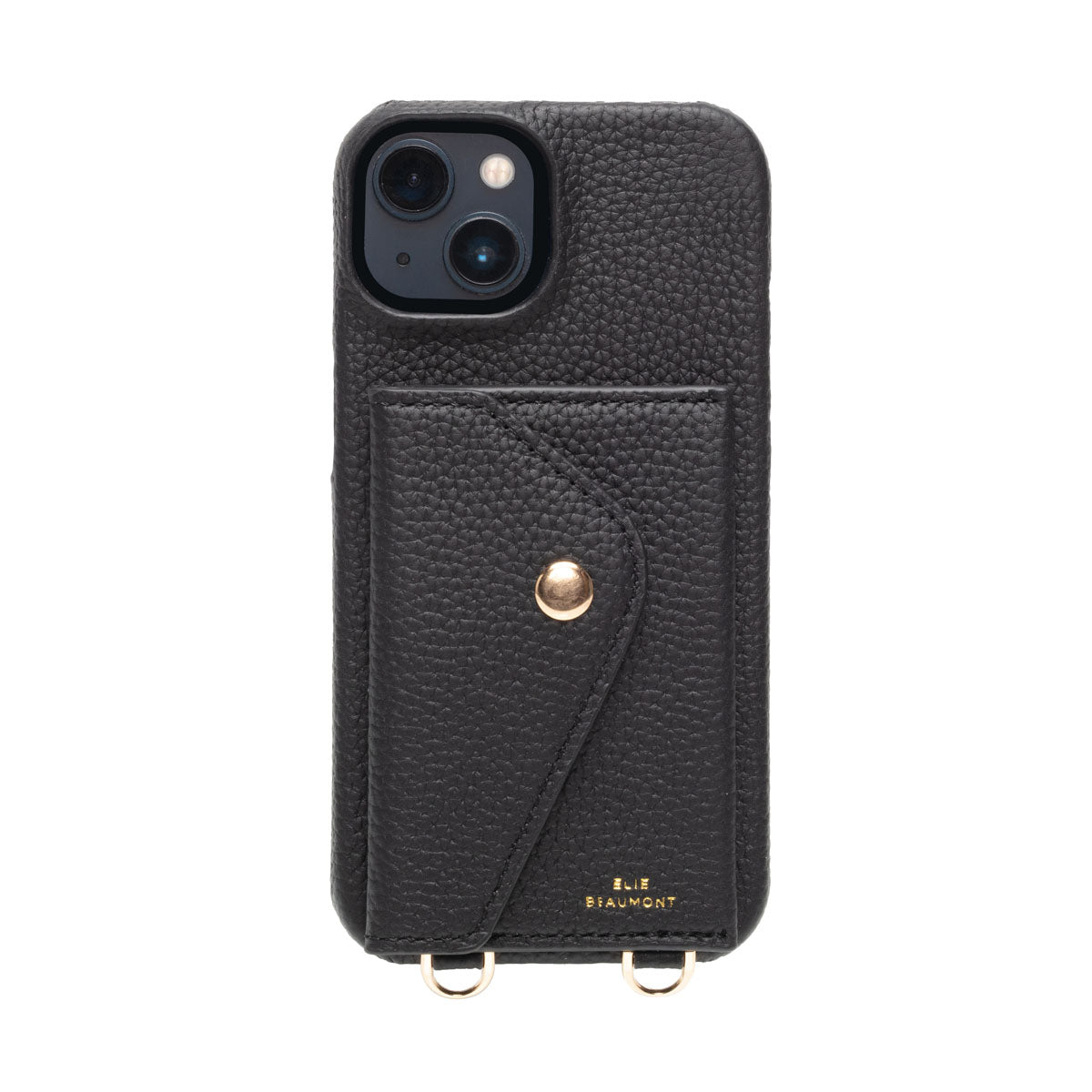 Frontal Image of a Black Hard Leather iPhone case for Women by Elie Beaumont