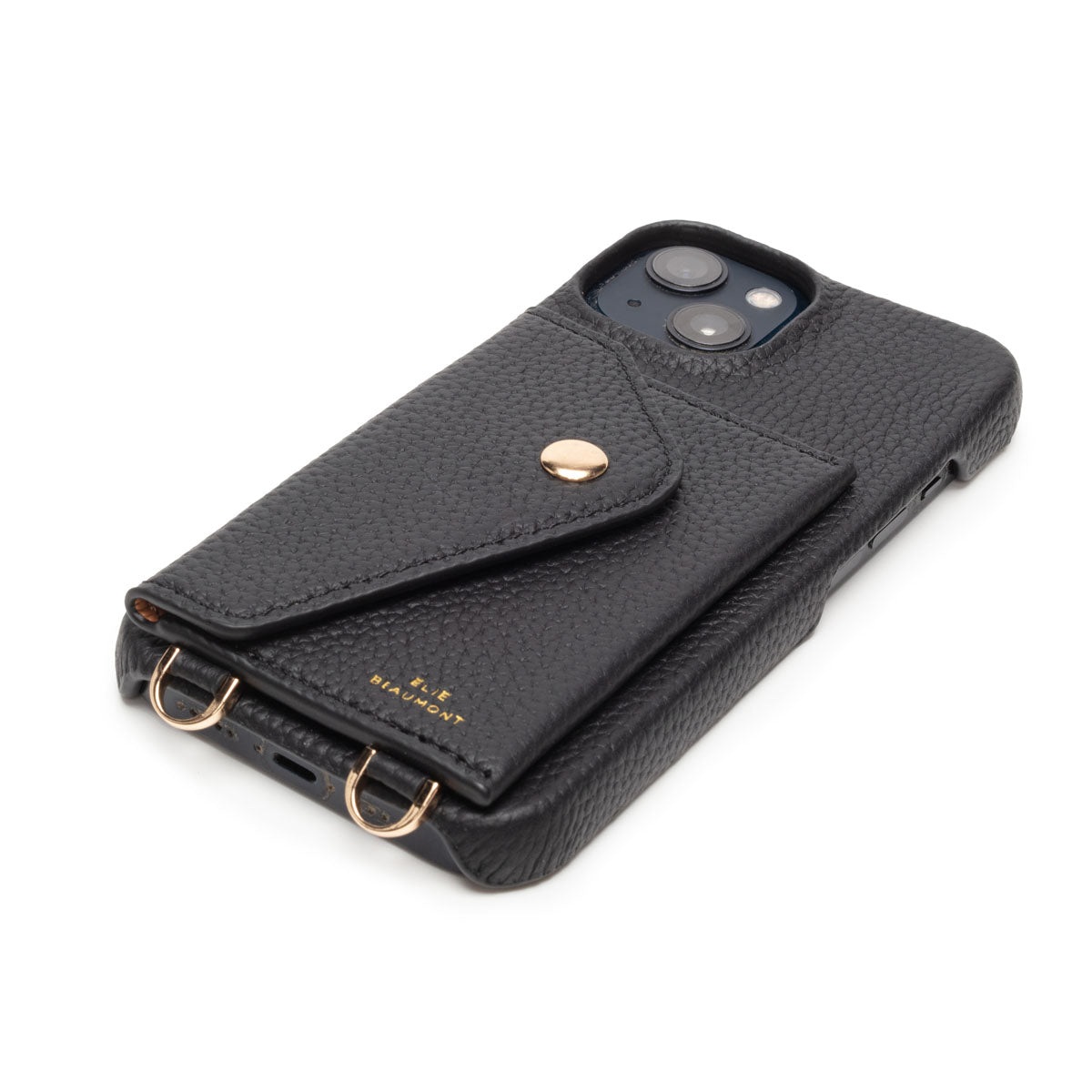 Side Image of a Black Hard Leather iPhone case for Women by Elie Beaumont