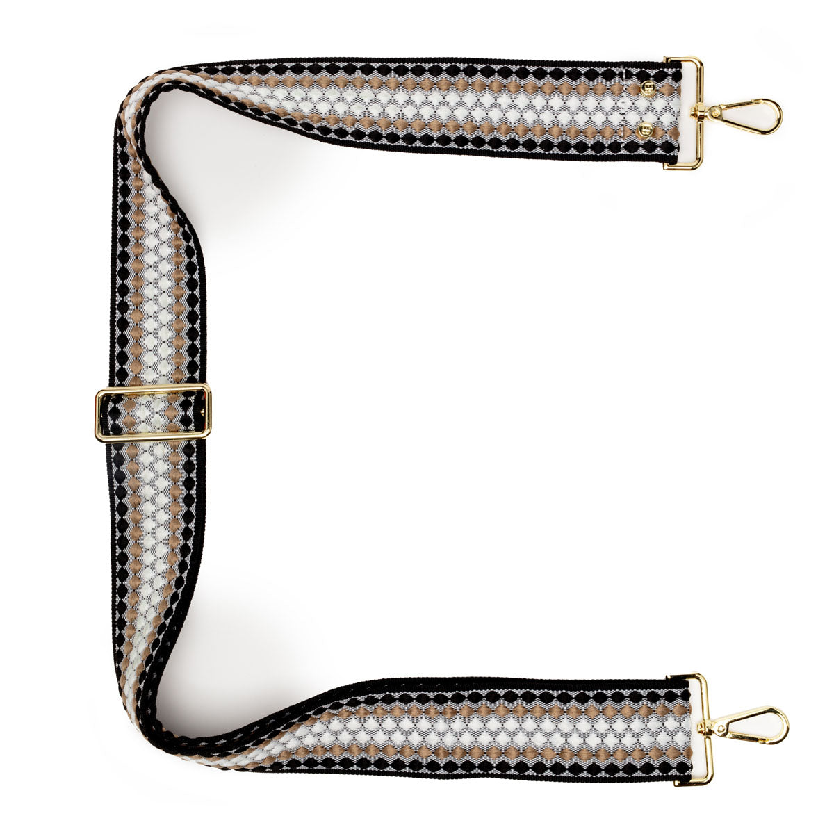 Overhead Image of a Black Sand Geometric Crossbody Bag Strap for Women by Elie Beaumont