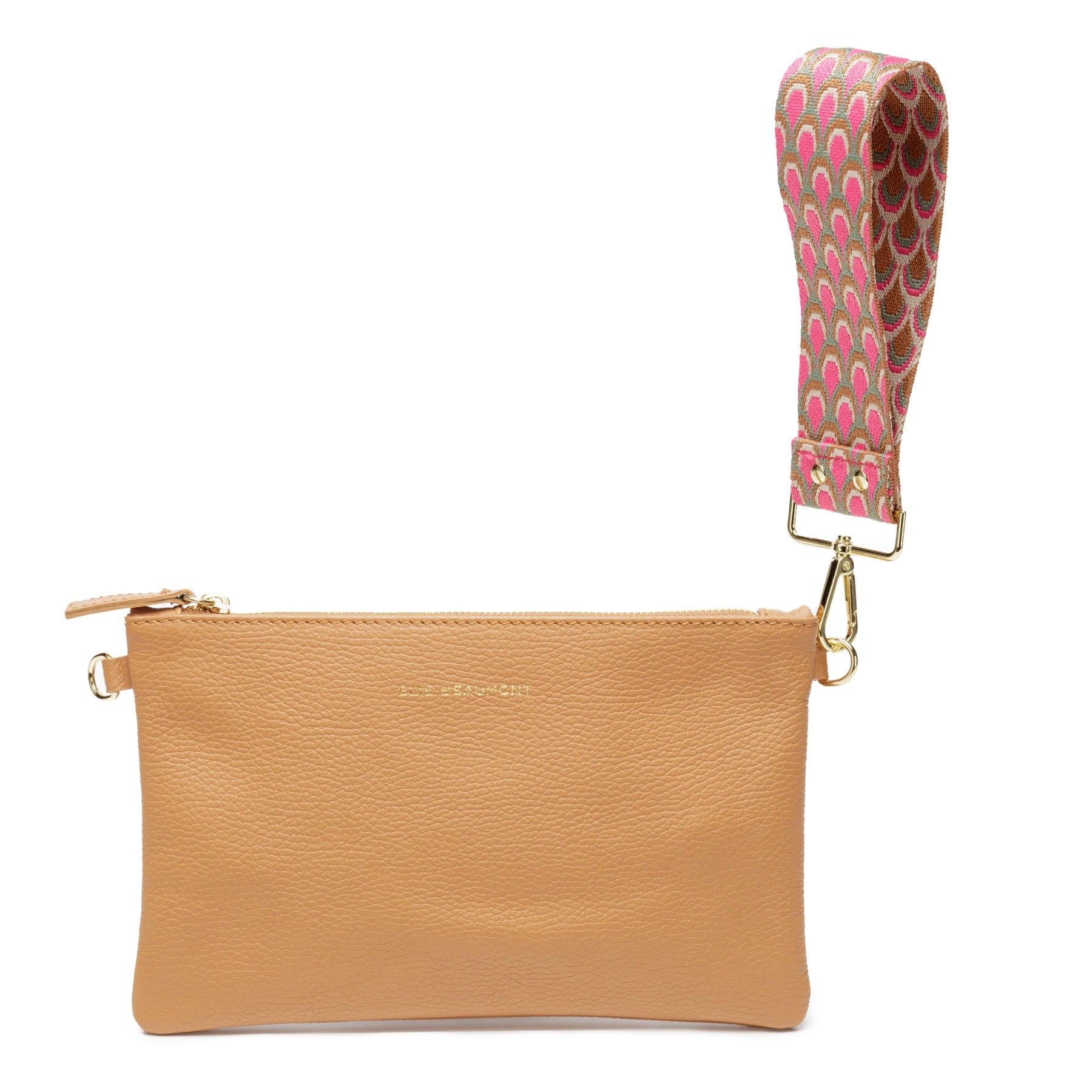 Pouch Bag Caramel (Peacock Wristlet)