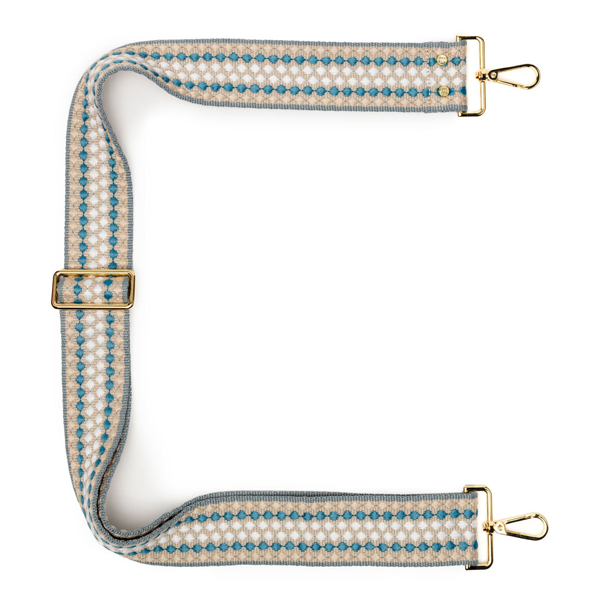 Overhead Image of a Cerulean Geometric Crossbody Bag Strap for Women by Elie Beaumont