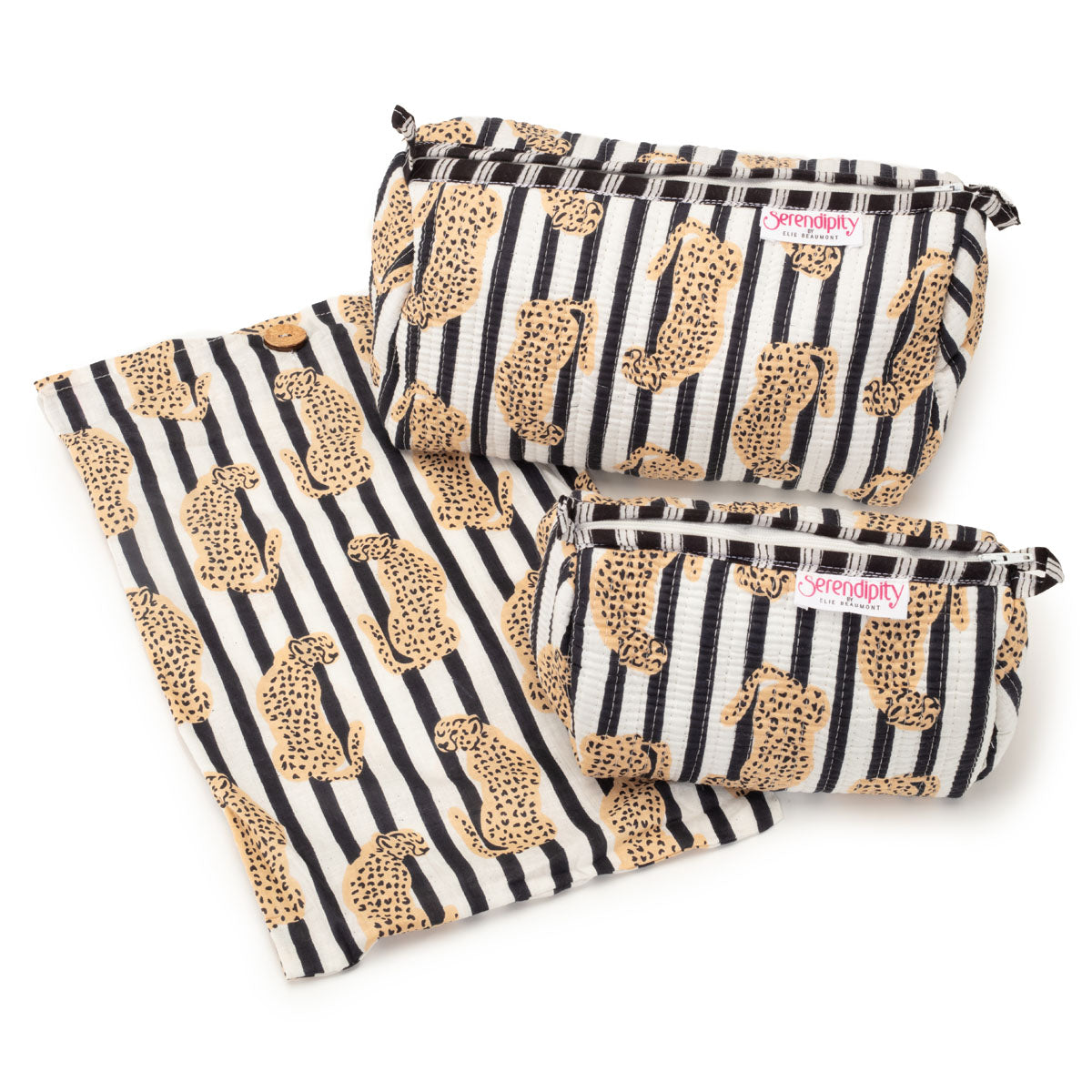 Image of a Leopard Cosmetic Case 2 piece set for women by Serendipity from Elie Beaumont