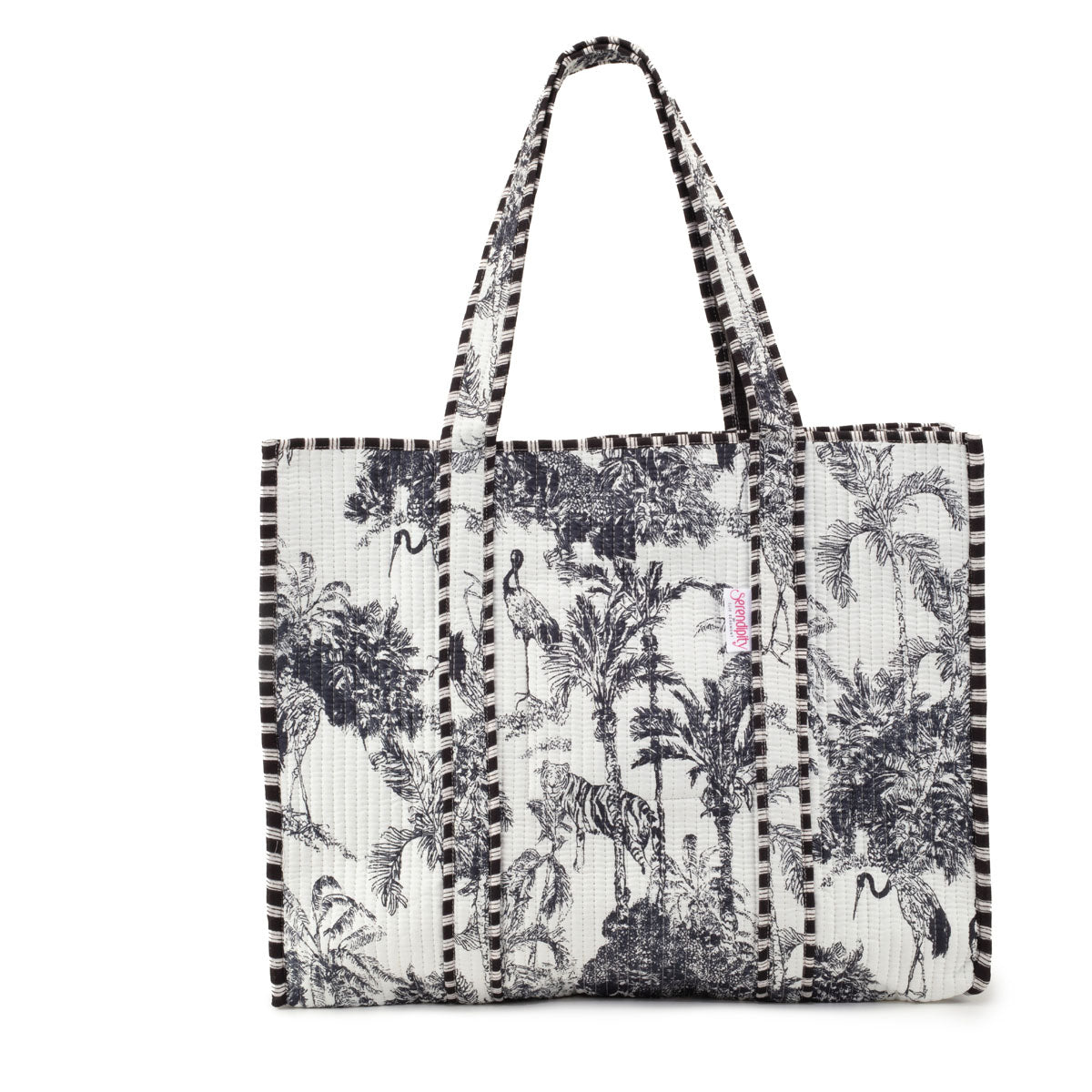Image of a Crane print cotton tote bag for women by Serendipity from Elie Beaumont