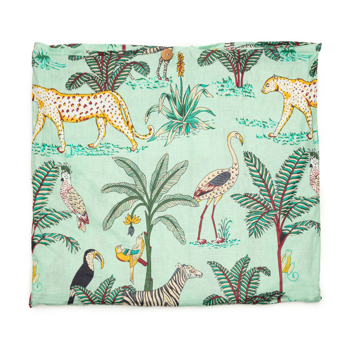 Image of outer sleeve packaging for a Jungle print cotton tote bag for women by Serendipity from Elie Beaumont