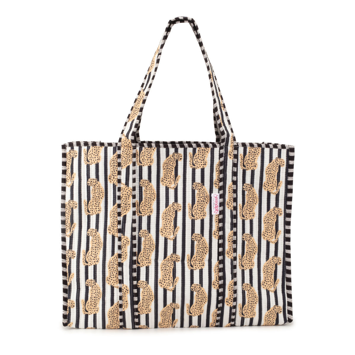 Image of a Leopard print cotton tote bag for women by Serendipity from Elie Beaumont