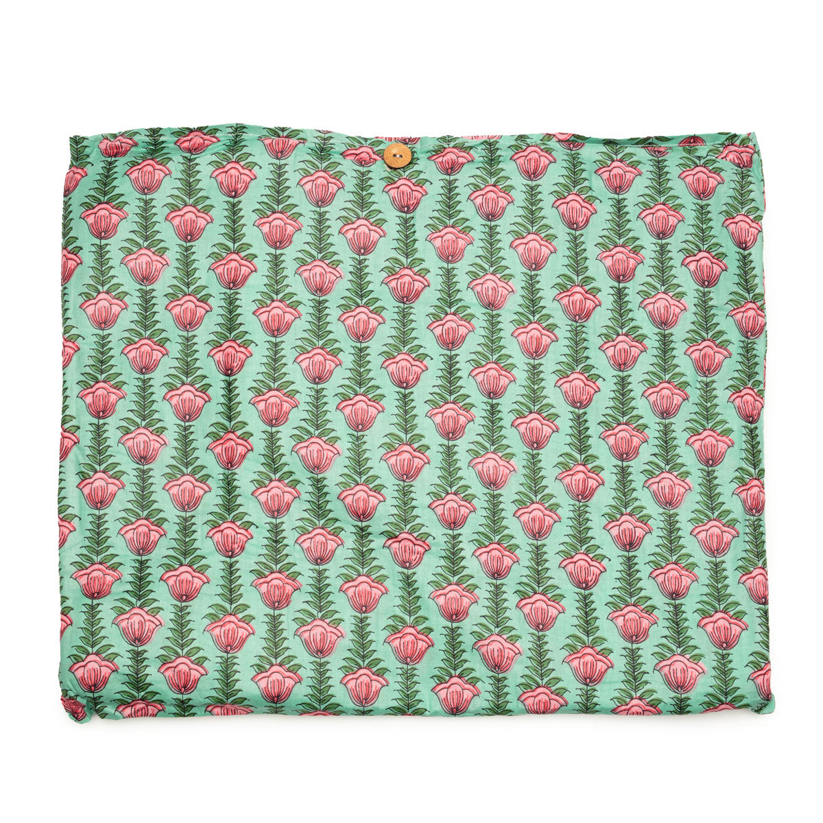 Image of packaging for a Light Green Lotus print cotton tote bag for women by Serendipity from Elie Beaumont