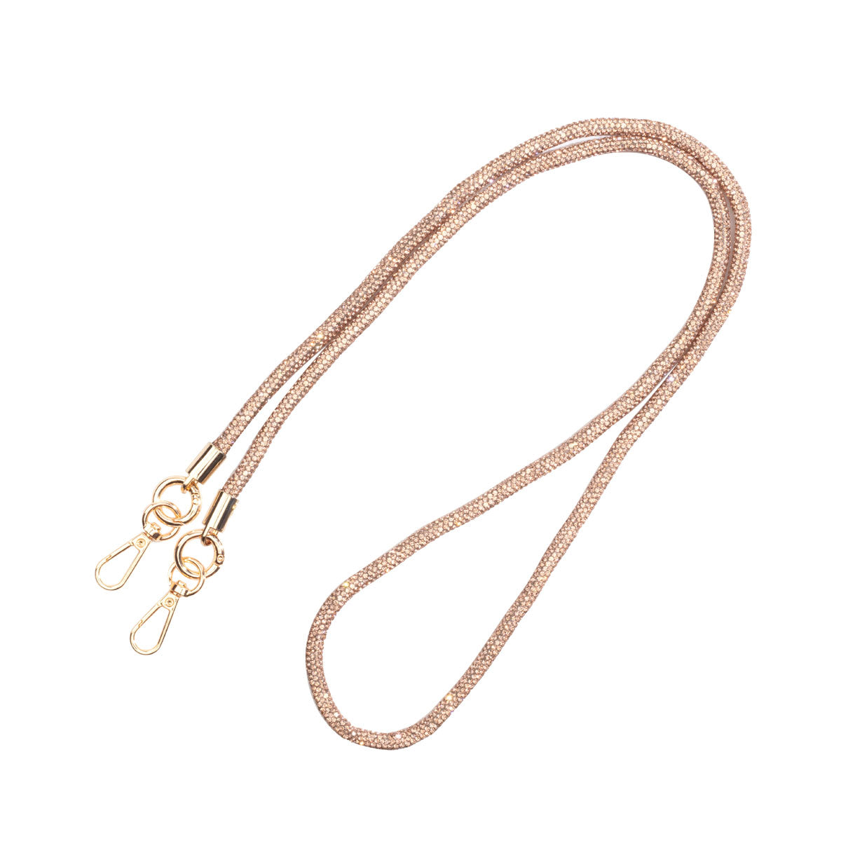 Image of the flat laid Diamante Champagne Lanyard Strap for Women by Elie Beaumont