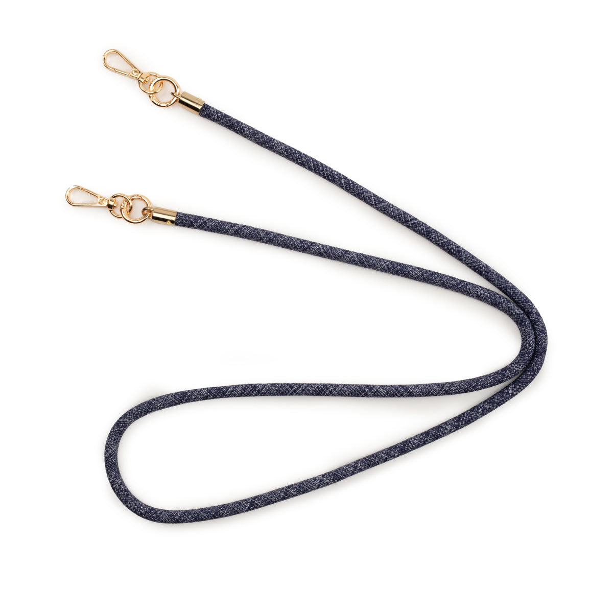 Image of the splayed flat laid Distressed Denim Lanyard Strap for Women by Elie Beaumont