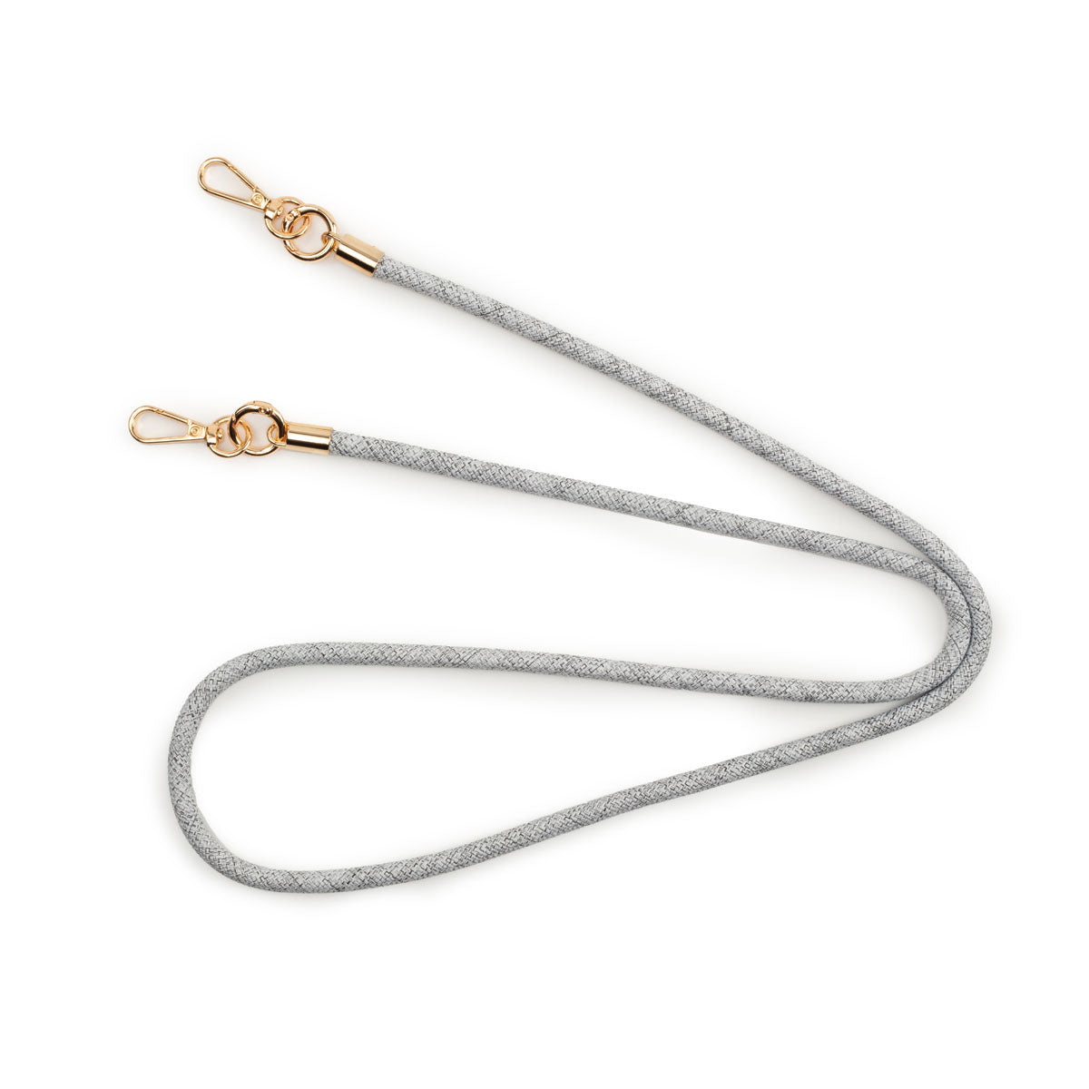 Image of the splayed flat laid Distressed Grey Lanyard Strap for Women by Elie Beaumont