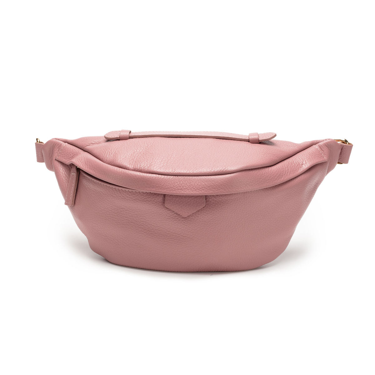 Image of a Dusty Rose Leather Arc Sling Bag with matching strap for Women by Elie Beaumont