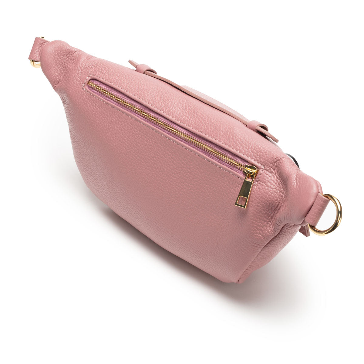 Rear View Image of a Dusty Rose Leather Arc Slingbag for Women by Elie Beaumont