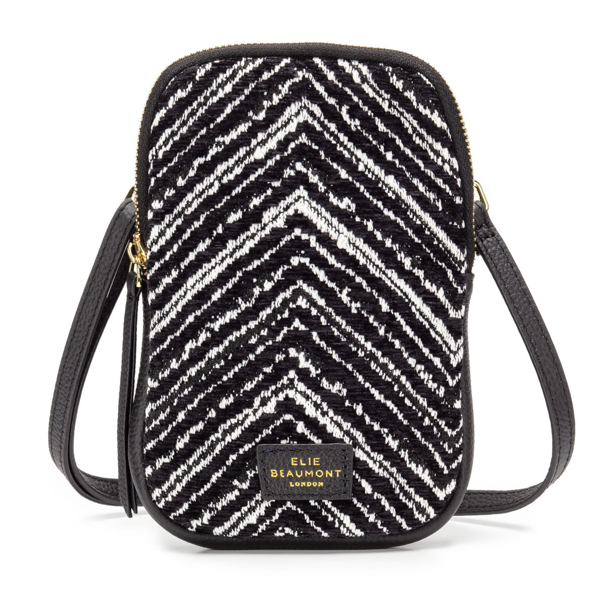 Phone Bag - Black Chevron Velvet