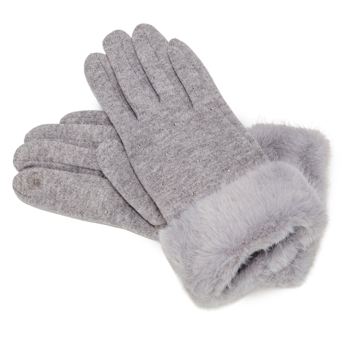 Gloves Fur Cuff Dia - Grey