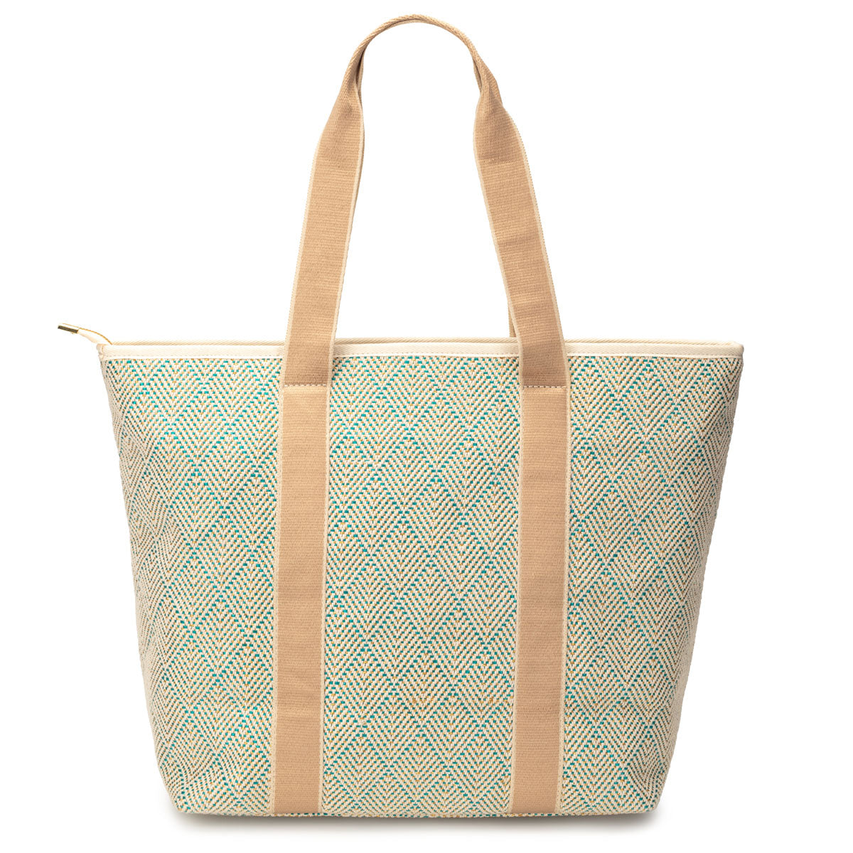 Summer Tote - Aqua Geometric basket weave