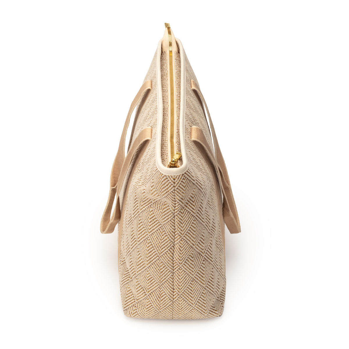 Summer Tote - Gold Geometric basket weave