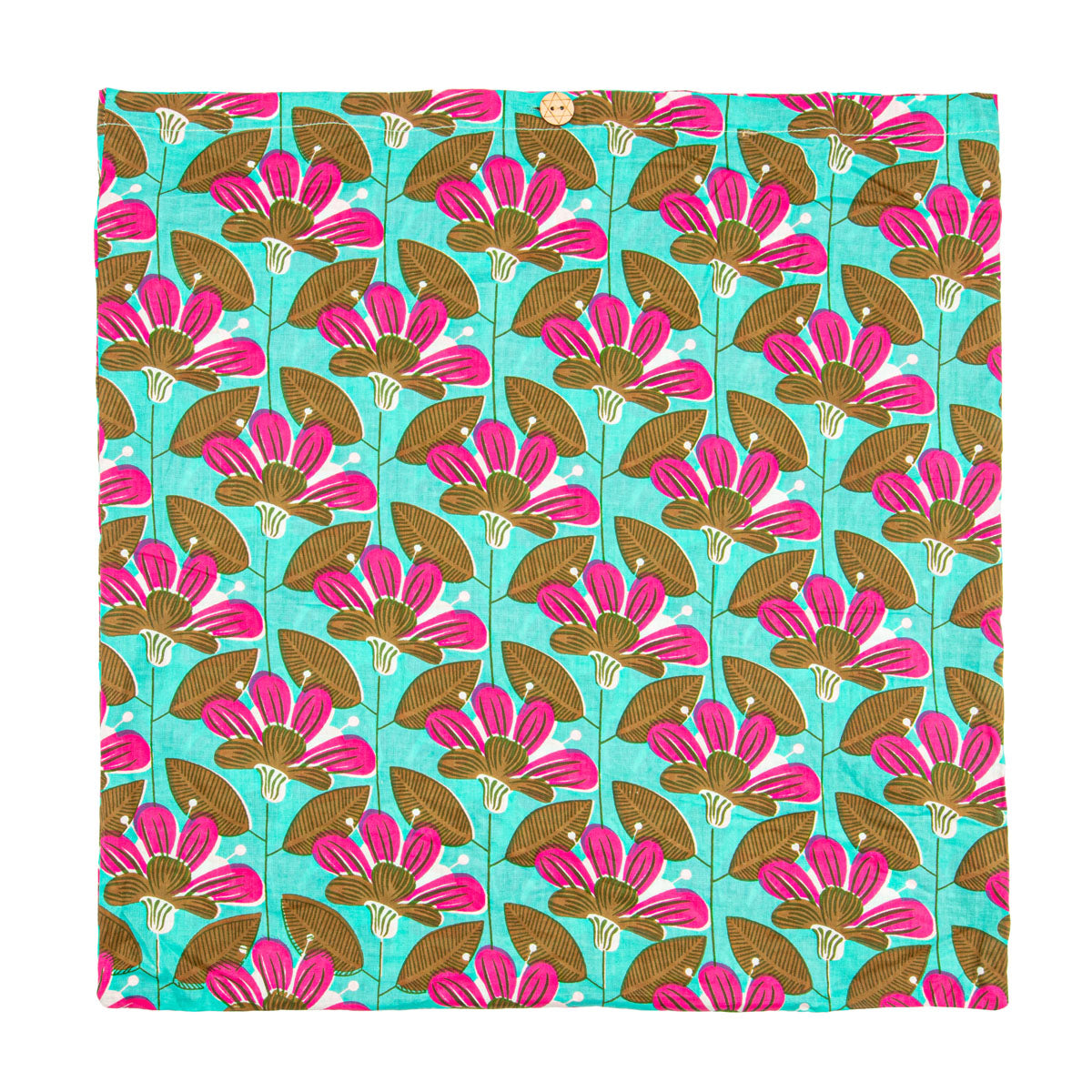 Serendipity Cotton Quilted Tote - Turquoise Blossom