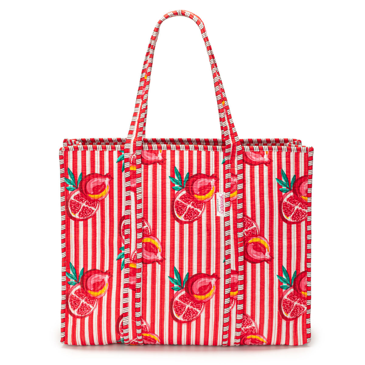 Serendipity Cotton Quilted Tote - Pink Pomegranate