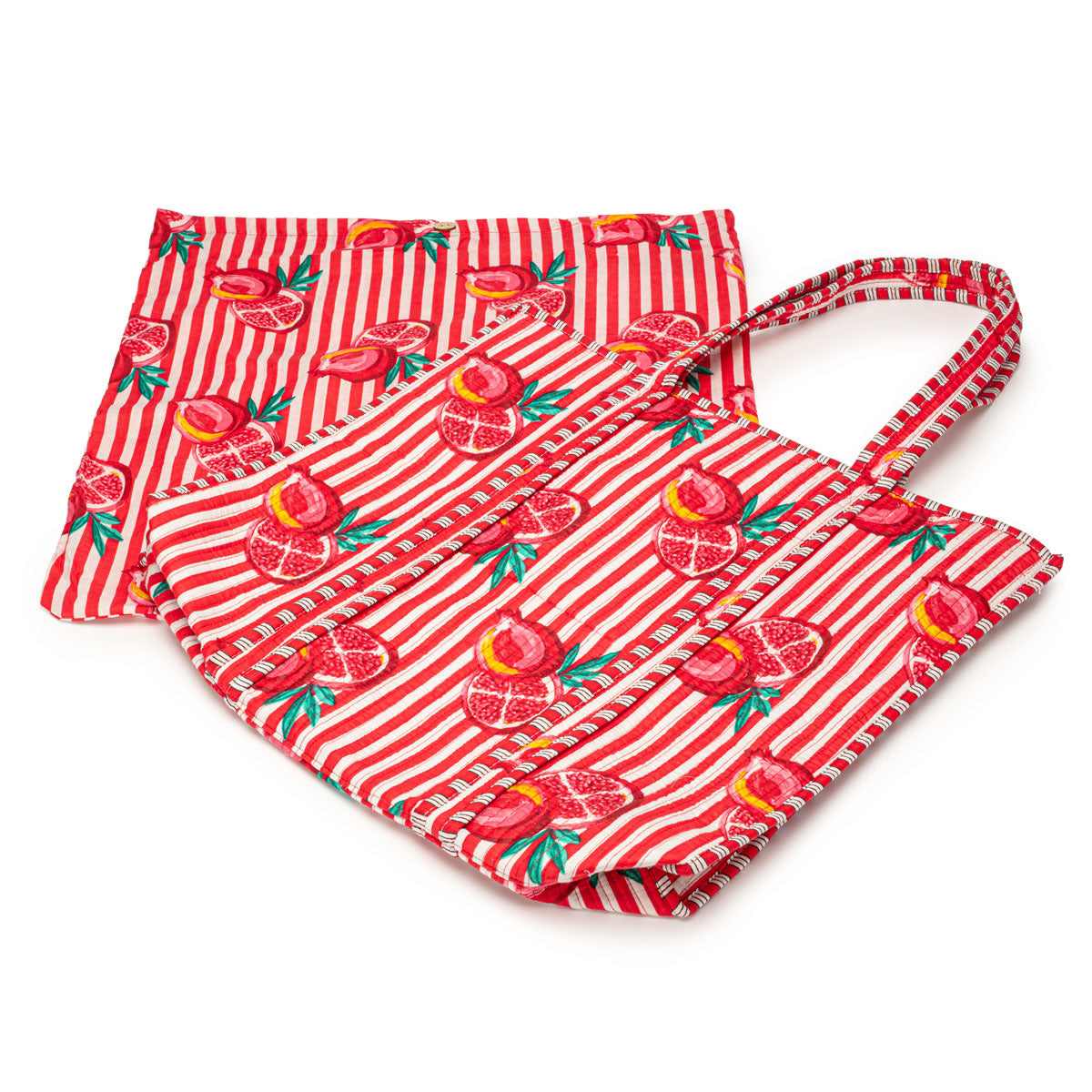 Serendipity Cotton Quilted Tote - Pink Pomegranate