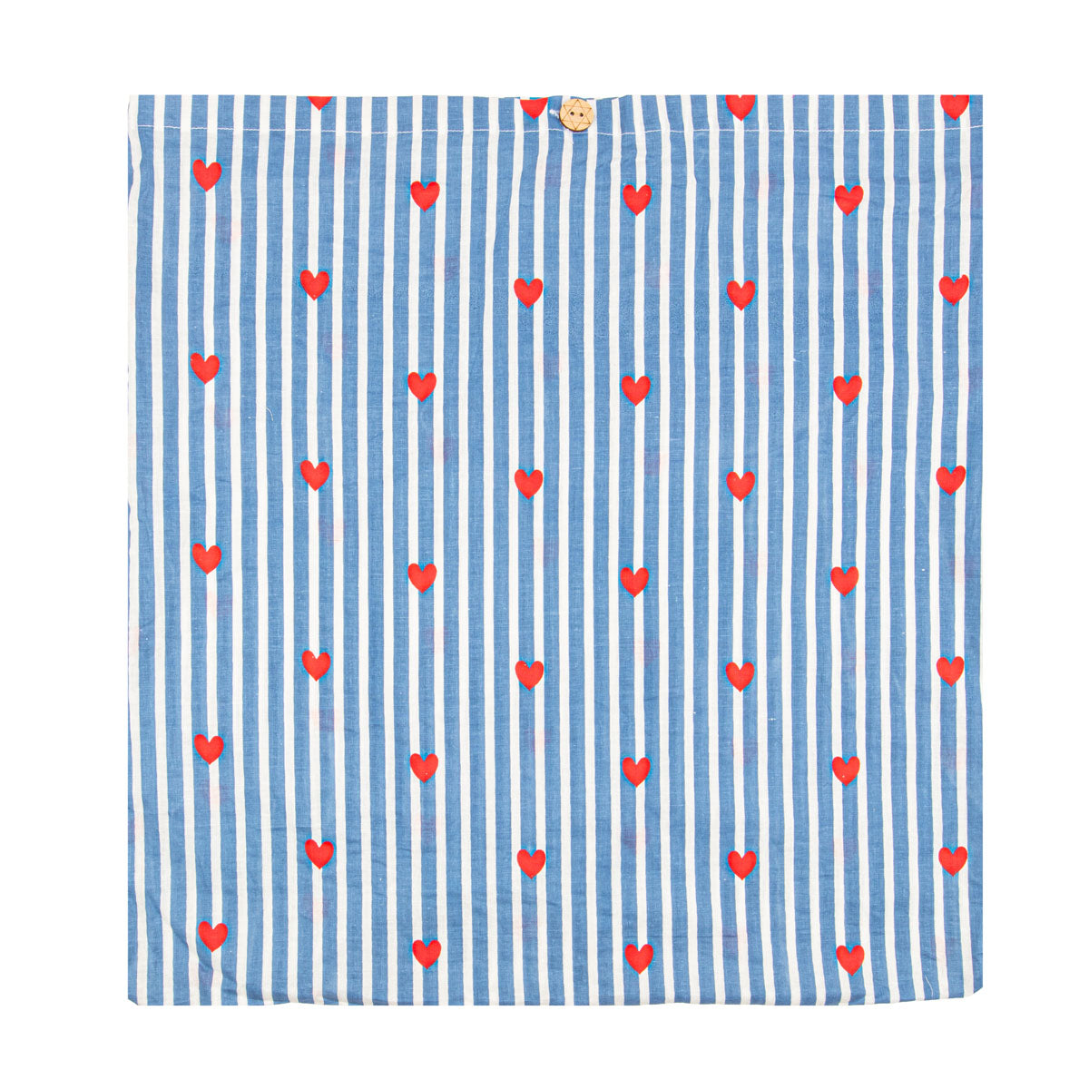 Serendipity Cotton Quilted Tote - Blue Stripe Red Heart