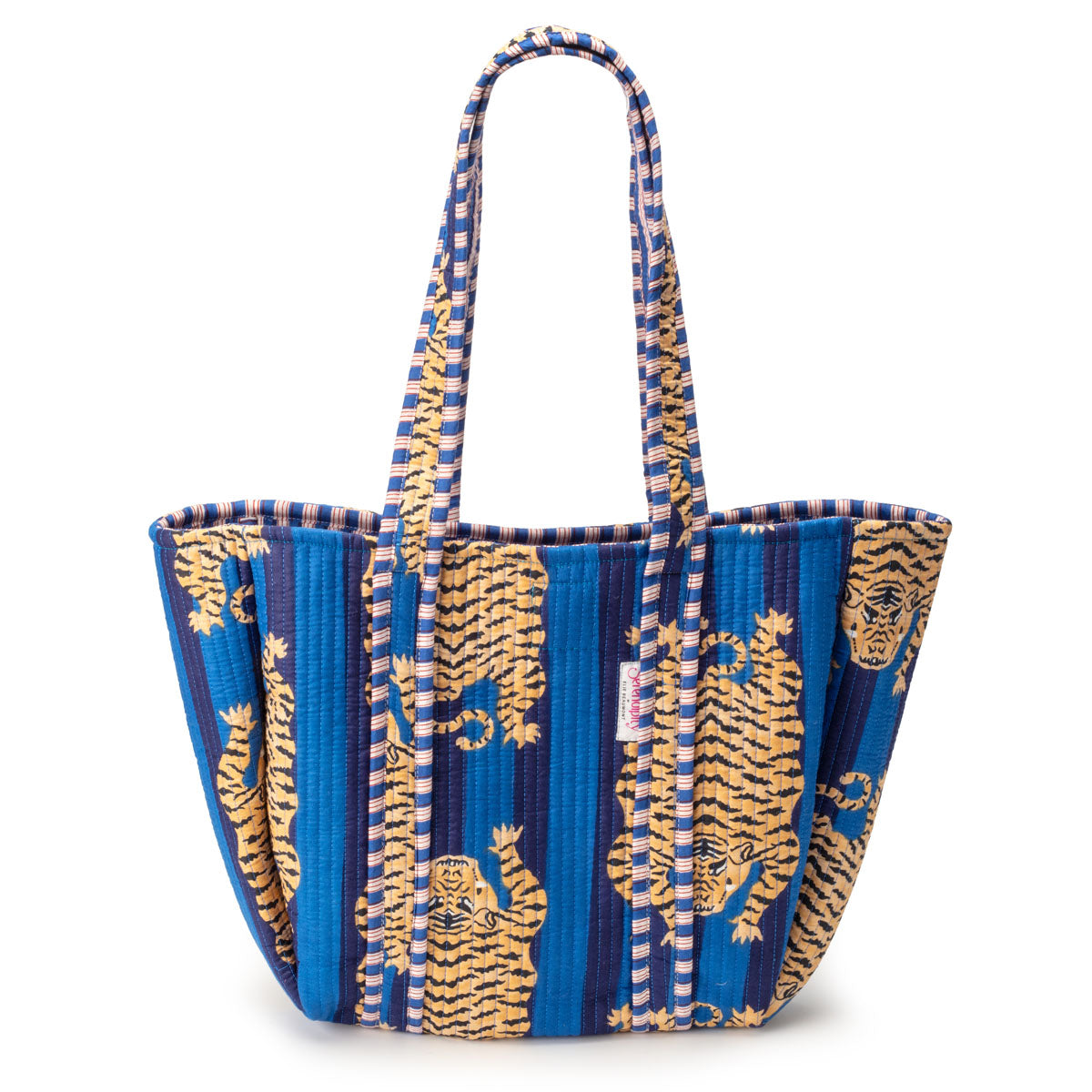 Serendipity Cotton Shoulder Tote - Blue Tibetan Tiger