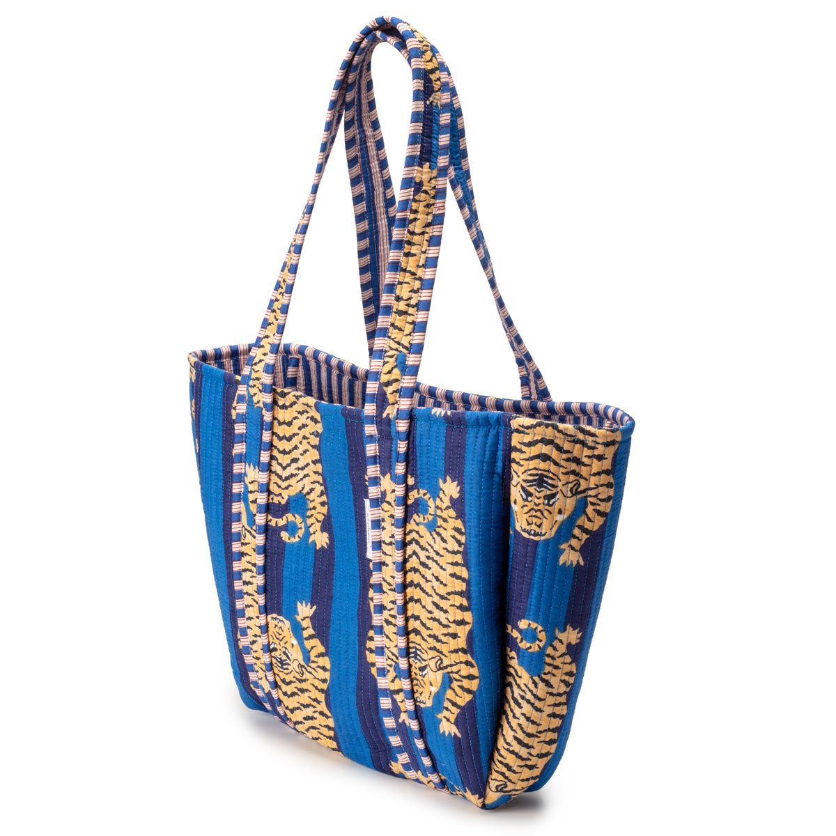 Serendipity Cotton Shoulder Tote - Blue Tibetan Tiger