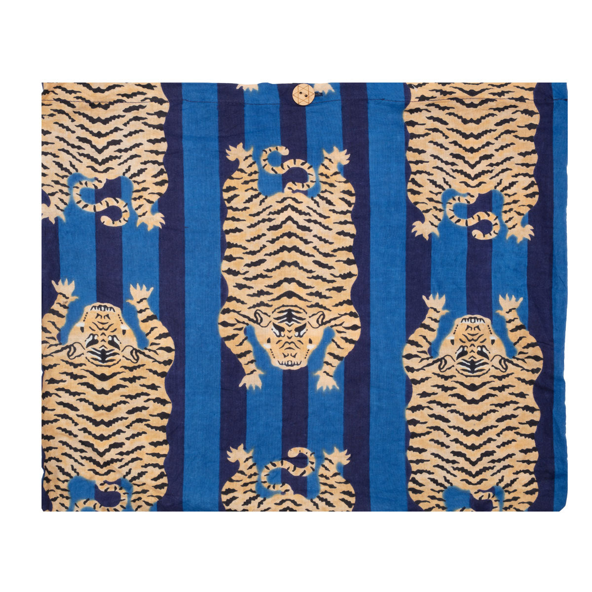 Serendipity Cotton Shoulder Tote - Blue Tibetan Tiger