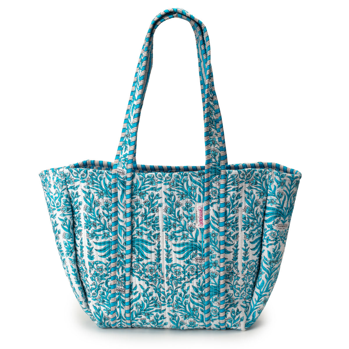 Serendipity Cotton Shoulder Tote - Aqua Baroque