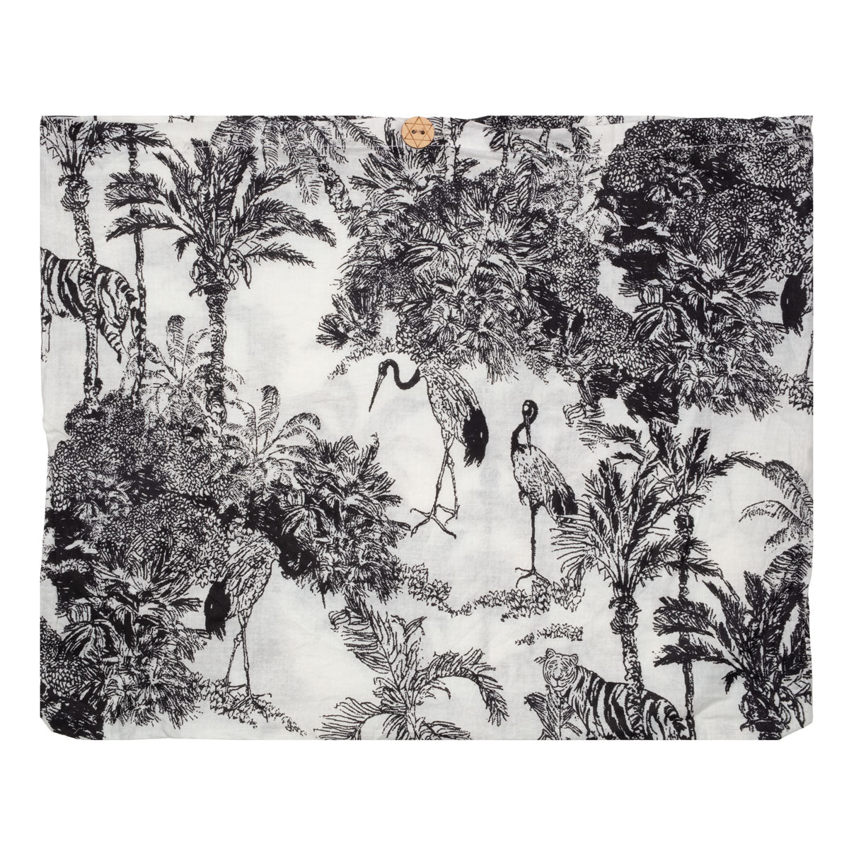 Serendipity Cotton Shoulder Tote - Black & White Crane