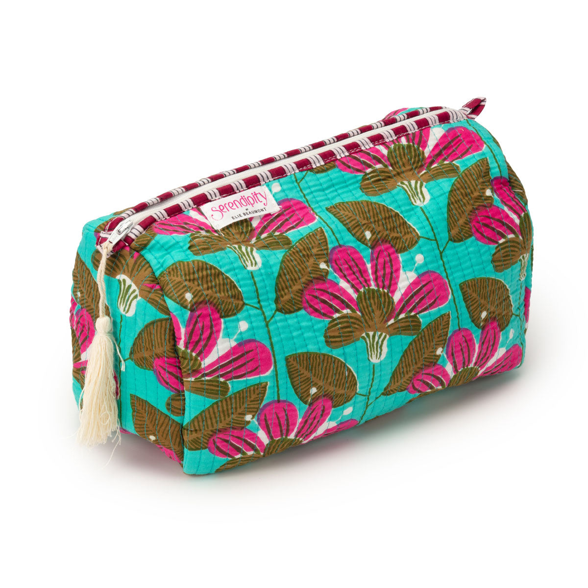 Serendipity Cotton Cosmetic Bag Set - Turquoise Blossom