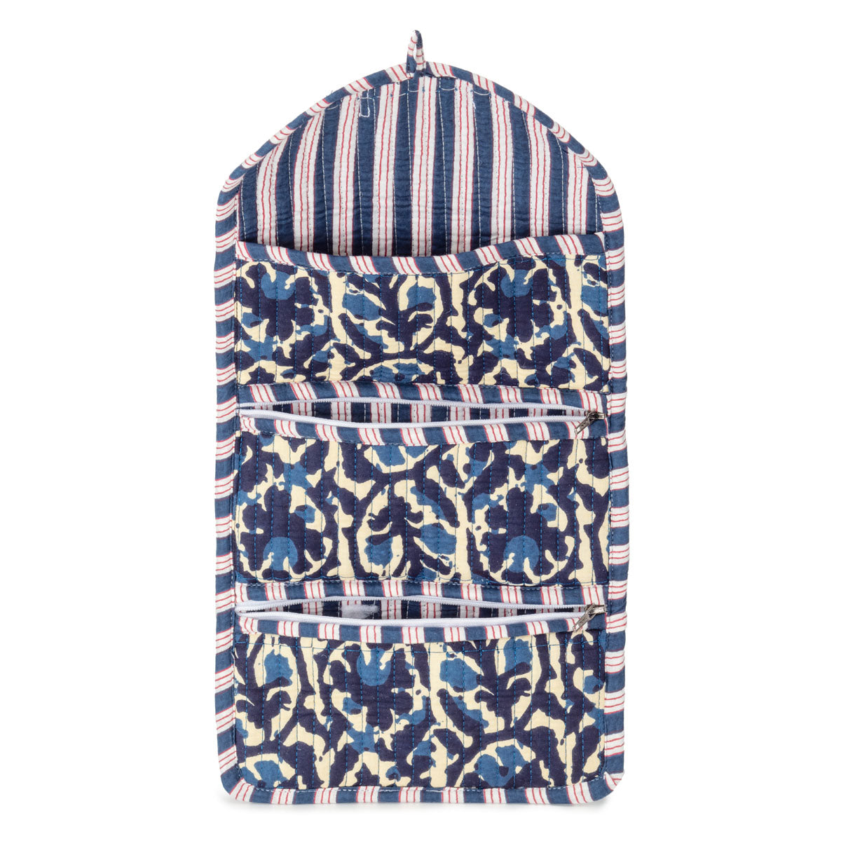 Serendipity Cotton Cosmetic/Jewellery Roll - Indigo Ikat