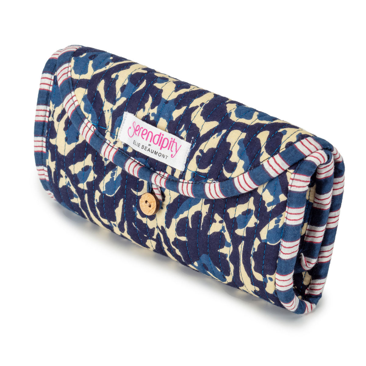 Serendipity Cotton Cosmetic/Jewellery Roll - Indigo Ikat