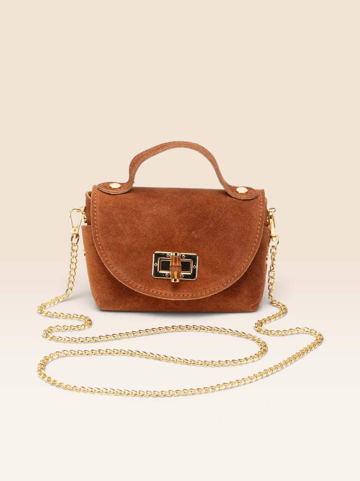 Bamboo Twist Clasp - Tan Suede