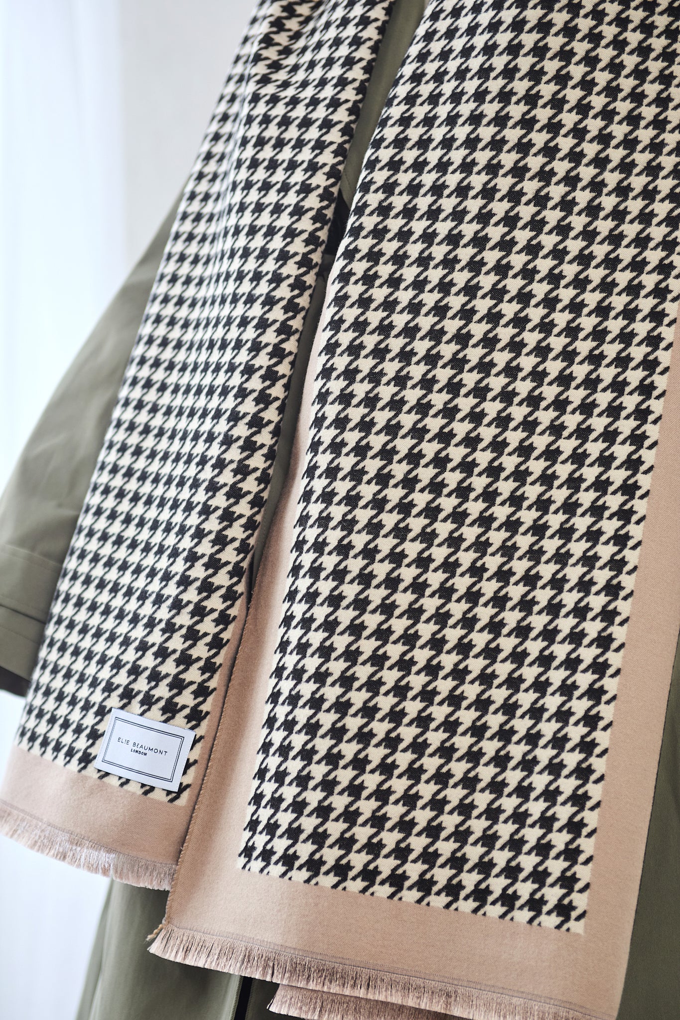 Winter Scarf - Black Dogtooth Check