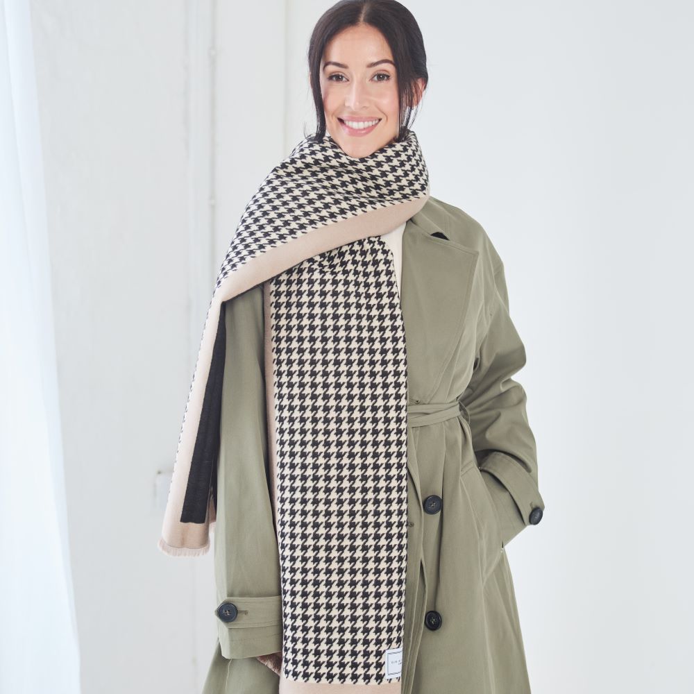 Winter Scarf - Black Dogtooth Check