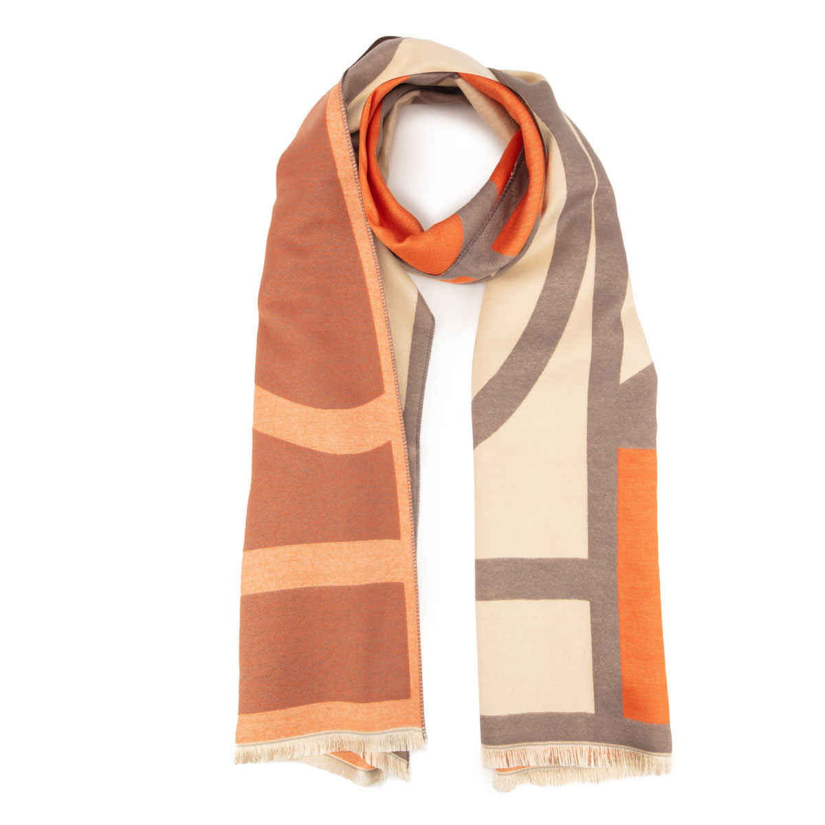 Winter Scarf - Grey Cream Art Deco
