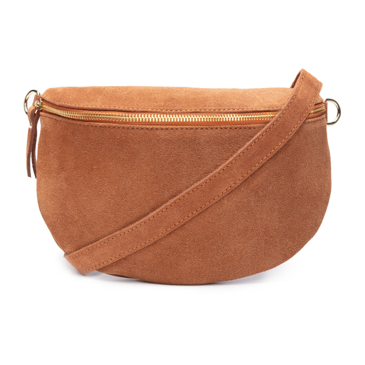 Suede Sling Bag - Tan Large