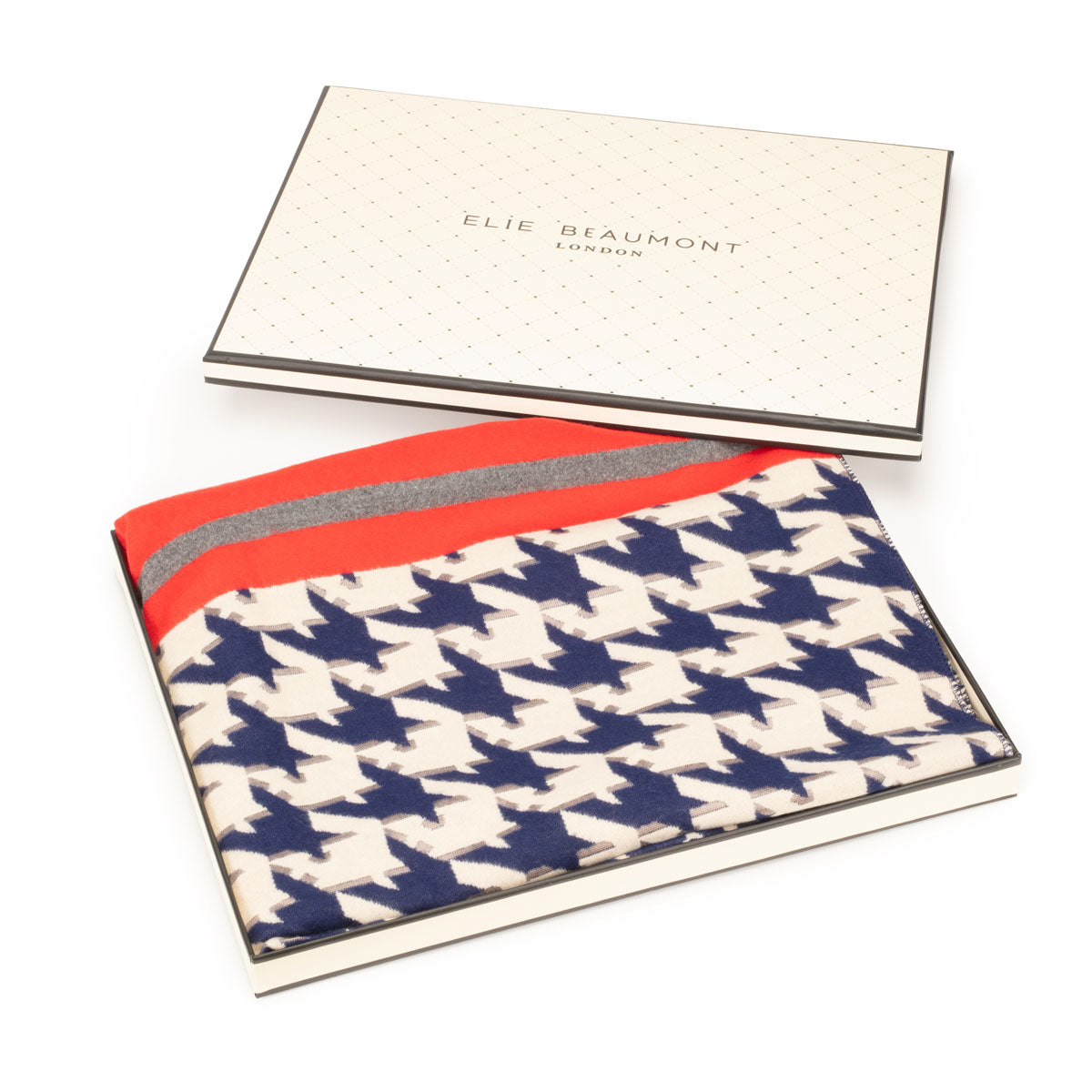 Winter Scarf - Navy Blue Dogtooth Checks