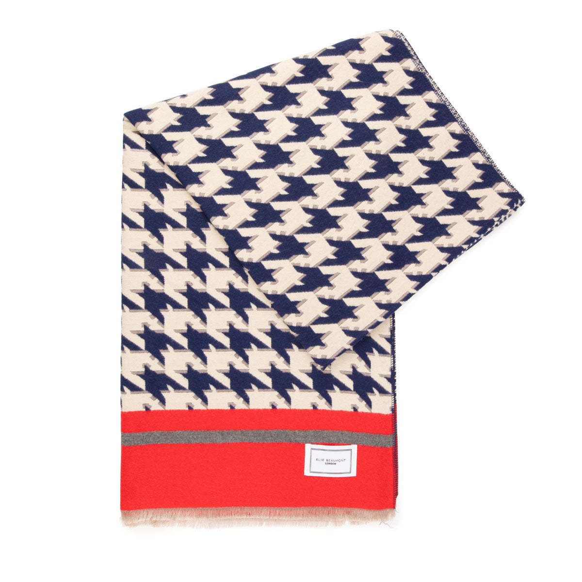 Winter Scarf - Navy Blue Dogtooth Checks