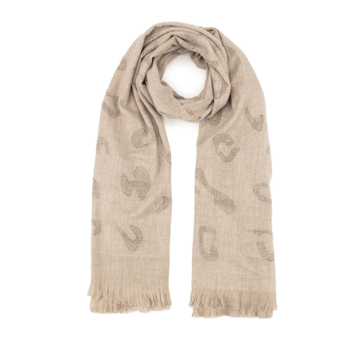 Winter Scarf Elite - Sand Leopard Diamante