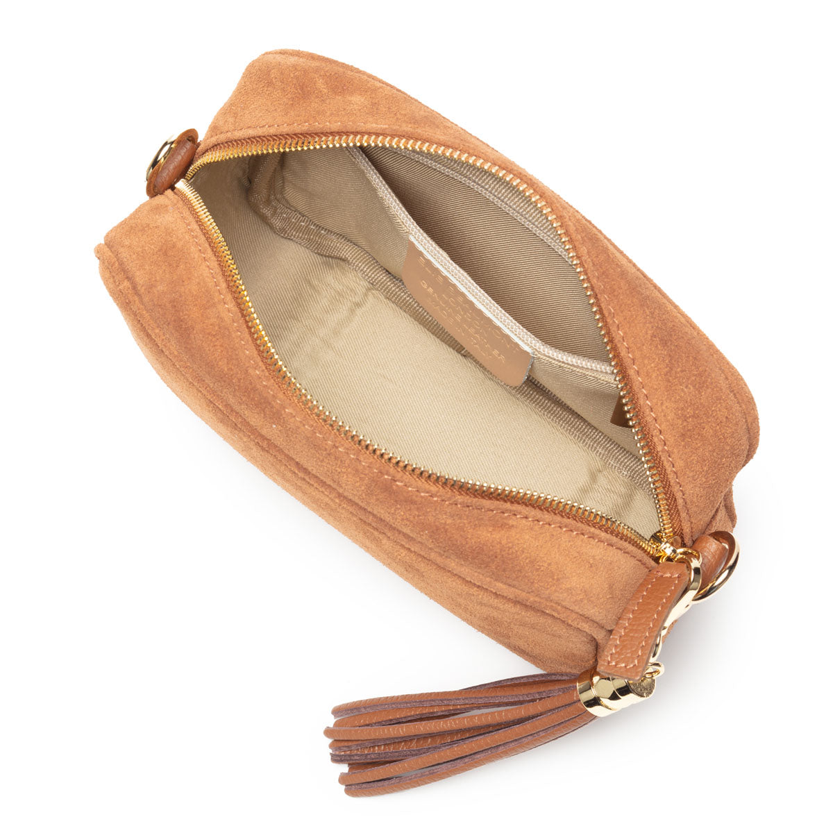 Crossbody Tassel Suede - Tan