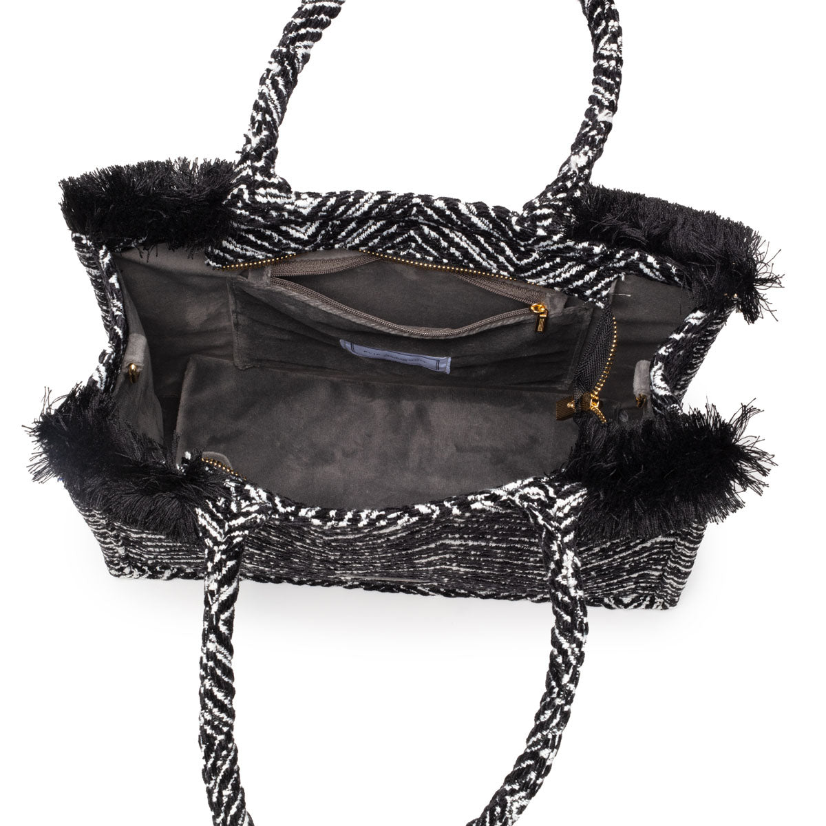 Fabric Tote - Velvet Black Chevron