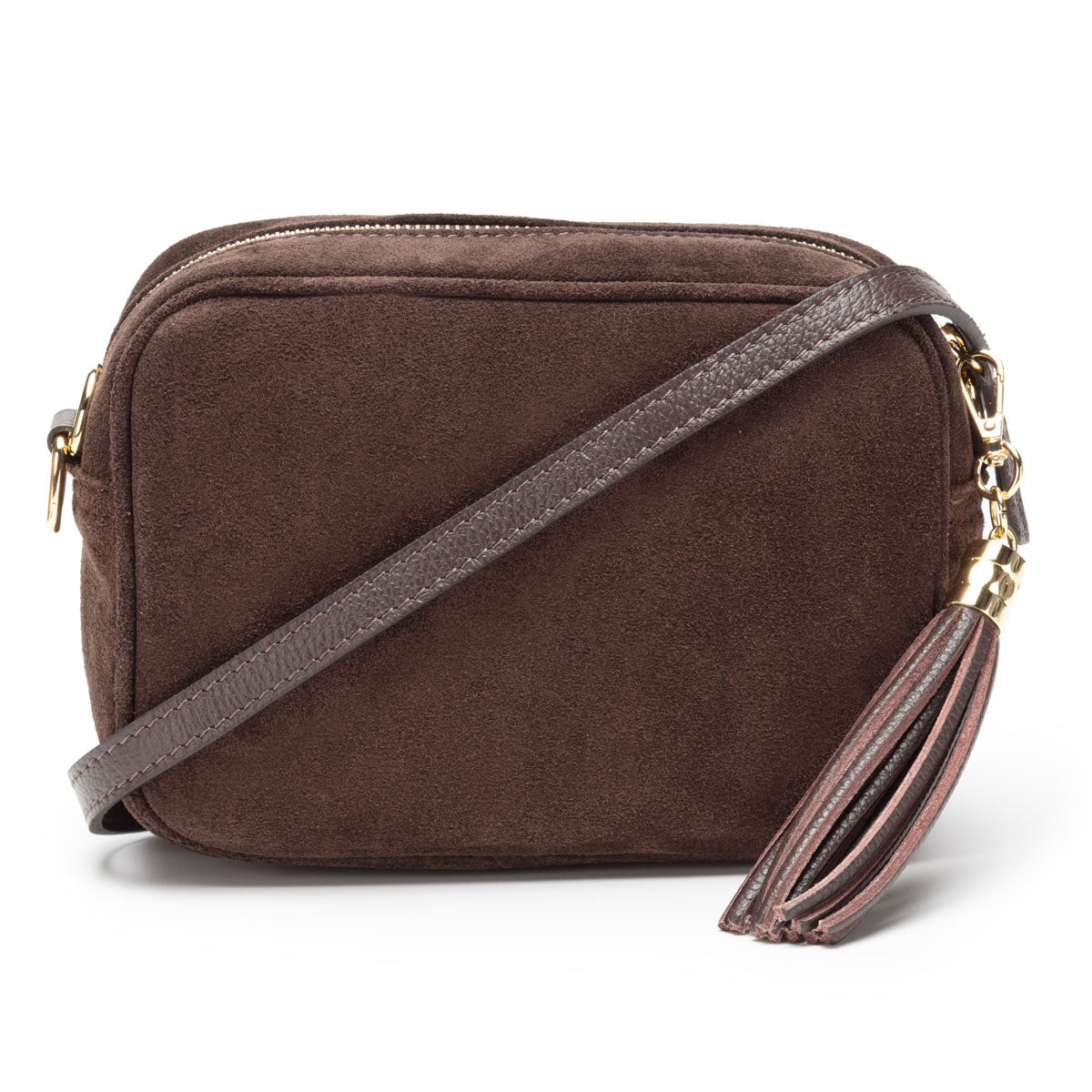 Crossbody Tassel Suede - Dark Brown