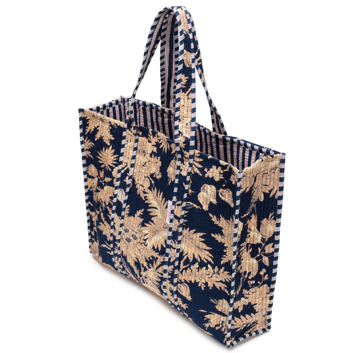 Serendipity Cotton Quilted Tote - Midnight Blossom